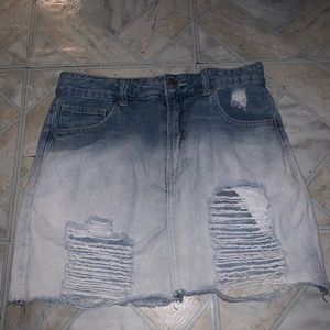 distressed denim skirt